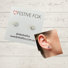 Load image into Gallery viewer, Festive Fox Earring Studs Earrings Festive Fox Snowflake Silver