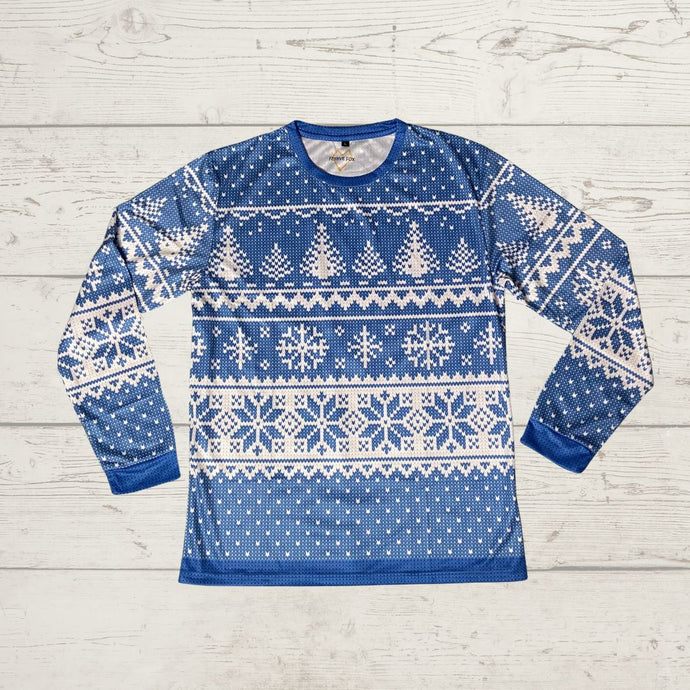 Frosty Blue - Ugly Christmas 'Jumper' (Lightweight Shirt) Unisex Shirts & Tops Festive Fox XS 