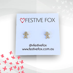 Festive Fox Earring Studs Earrings Festive Fox Gingerbread Men Silver 