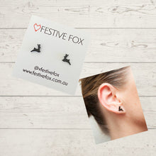 Load image into Gallery viewer, Festive Fox Earring Studs Earrings Festive Fox Leaping Deer Black 
