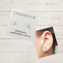 Load image into Gallery viewer, Festive Fox Earring Studs Earrings Festive Fox Leaping Deer Silver 
