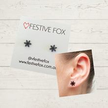 Load image into Gallery viewer, Festive Fox Earring Studs Earrings Festive Fox Snowflake Black 
